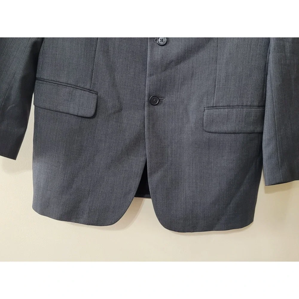 Tommy Hilfiger Blazer Jacket Mens 41R Gray 100% Wool Notch Lapel Single Breasted